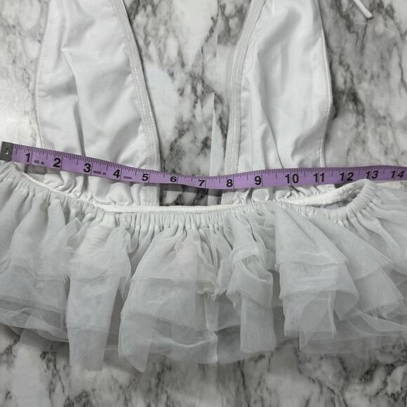 Emma Rose x Beginning Women’s White Tulle Ruffle Halter Peplum Tutu Top Bridal - Picture 7 of 13